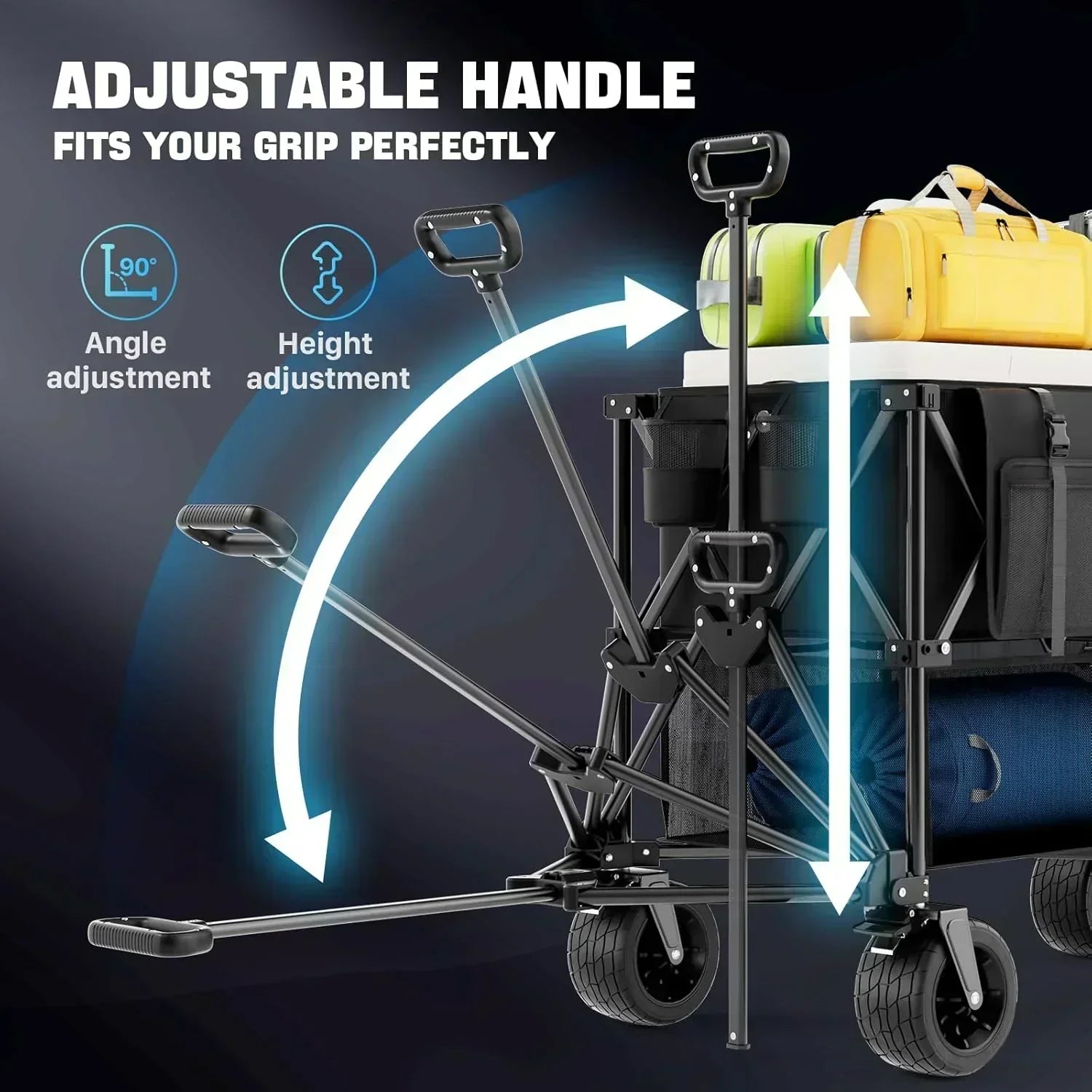 48 Extra Large Folding Travel Cart 560 lb Capacity 350 L Heavy Duty Utility Cart with Brakes