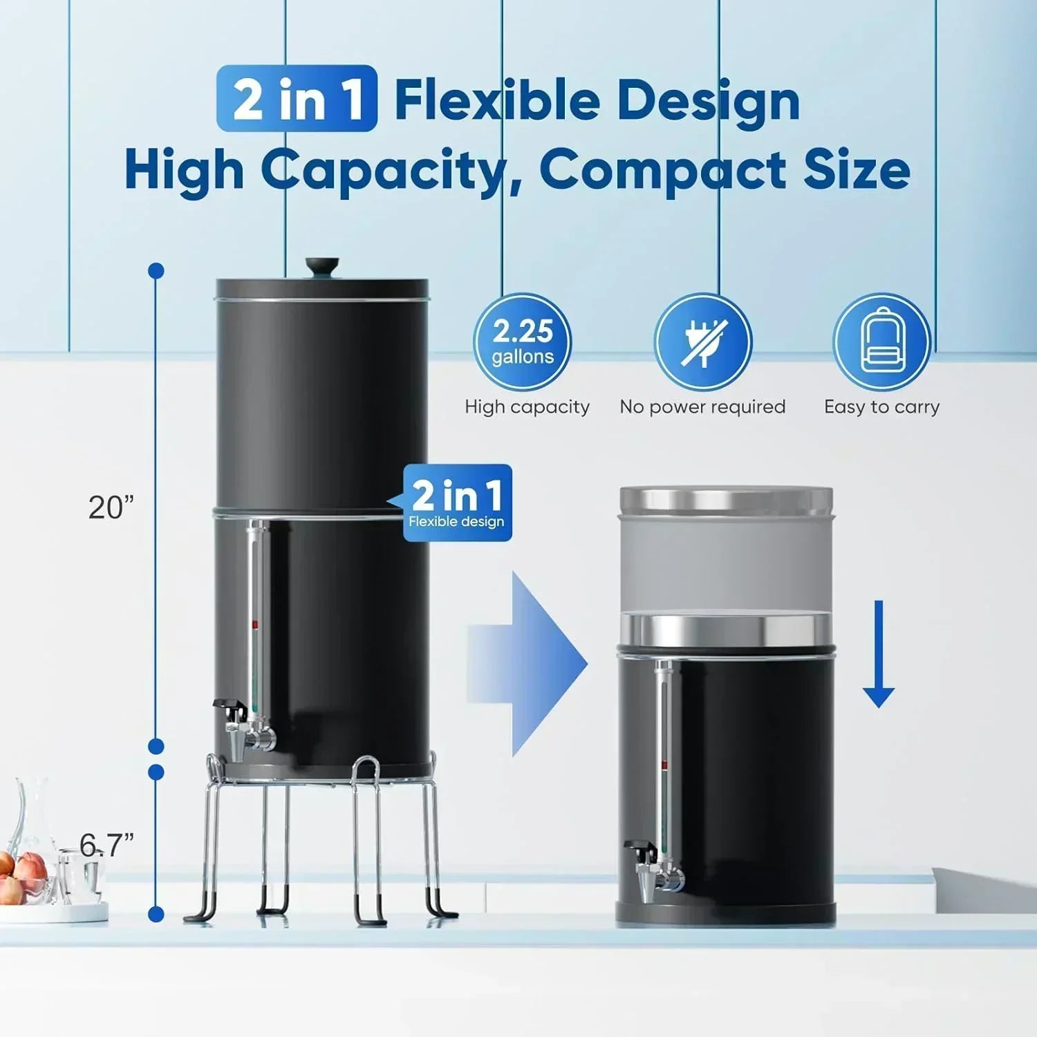 Purewell three-stage 0.01��m ultrafiltration gravity water filtration system 304