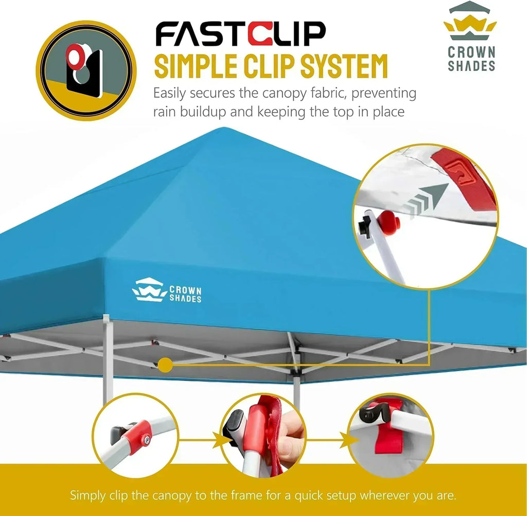 10x10 Pop-Up Awning One-Click Installation Beach Tent Outdoor Sunshade Silver Coated Top