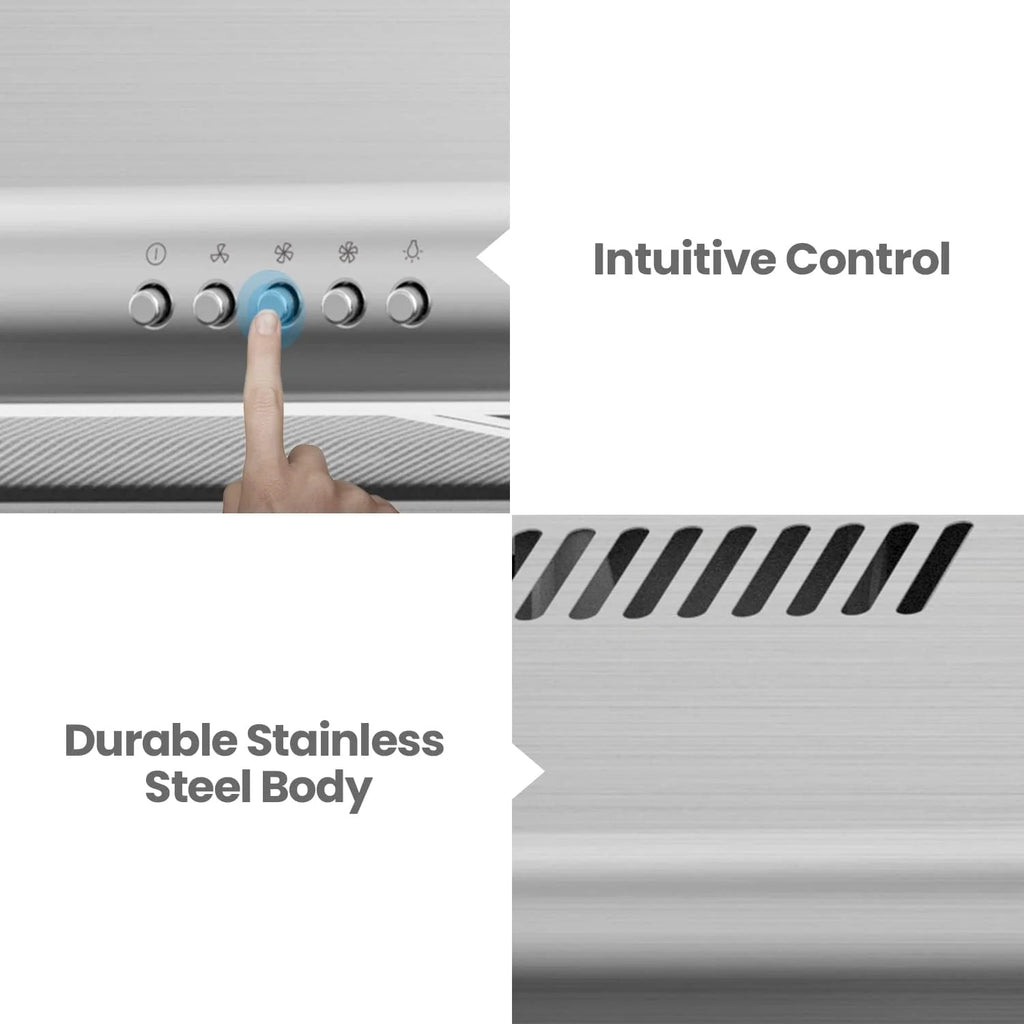 Comfee 30 Under Cabinet Ducted/Ductless Convertible Slim Vent Durable Stainless Steel Kitchen Reusable Filter