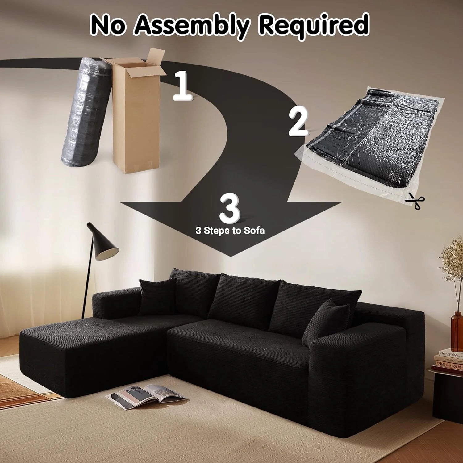 Ovios 104 Cloud Section Sofa L-shaped lounge chair, modern modular sofa