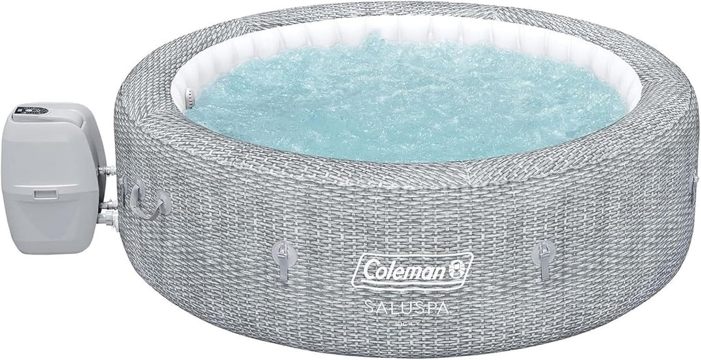 SaluSpa Sicily AirJet 7 Person Inflatable Hot Tub Round Portable Outdoor Spa 180 Soothing AirJets