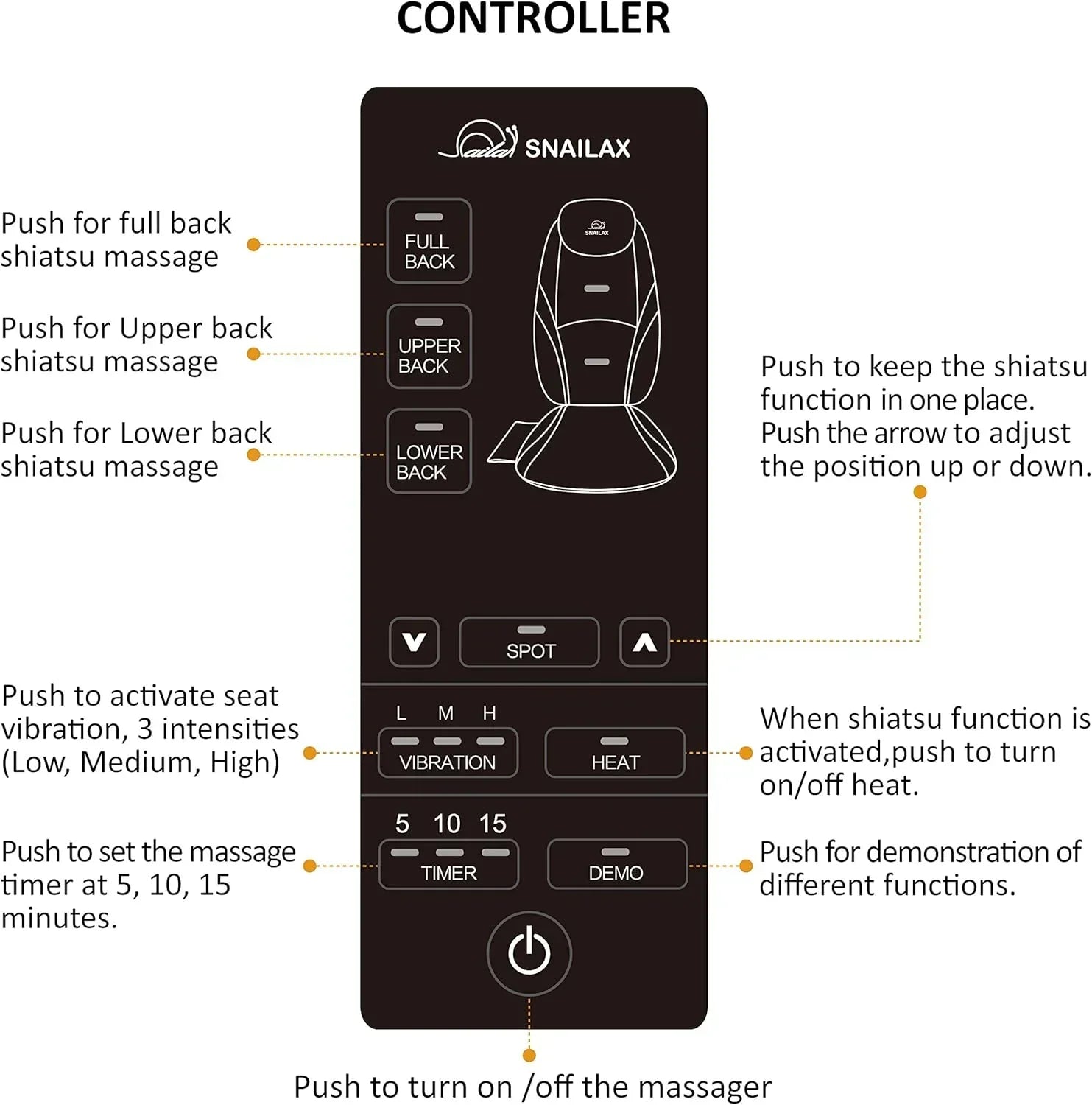 Snailax Shiatsu Massage Cushion with Heat Massage Chair Pad Kneading Back Massager for Home