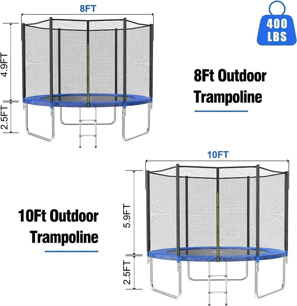 AOTOB 8FT 10FT 12FT 14 FT 15FT Trampoline with Safety Enclosure Net Outdoor Trampoline