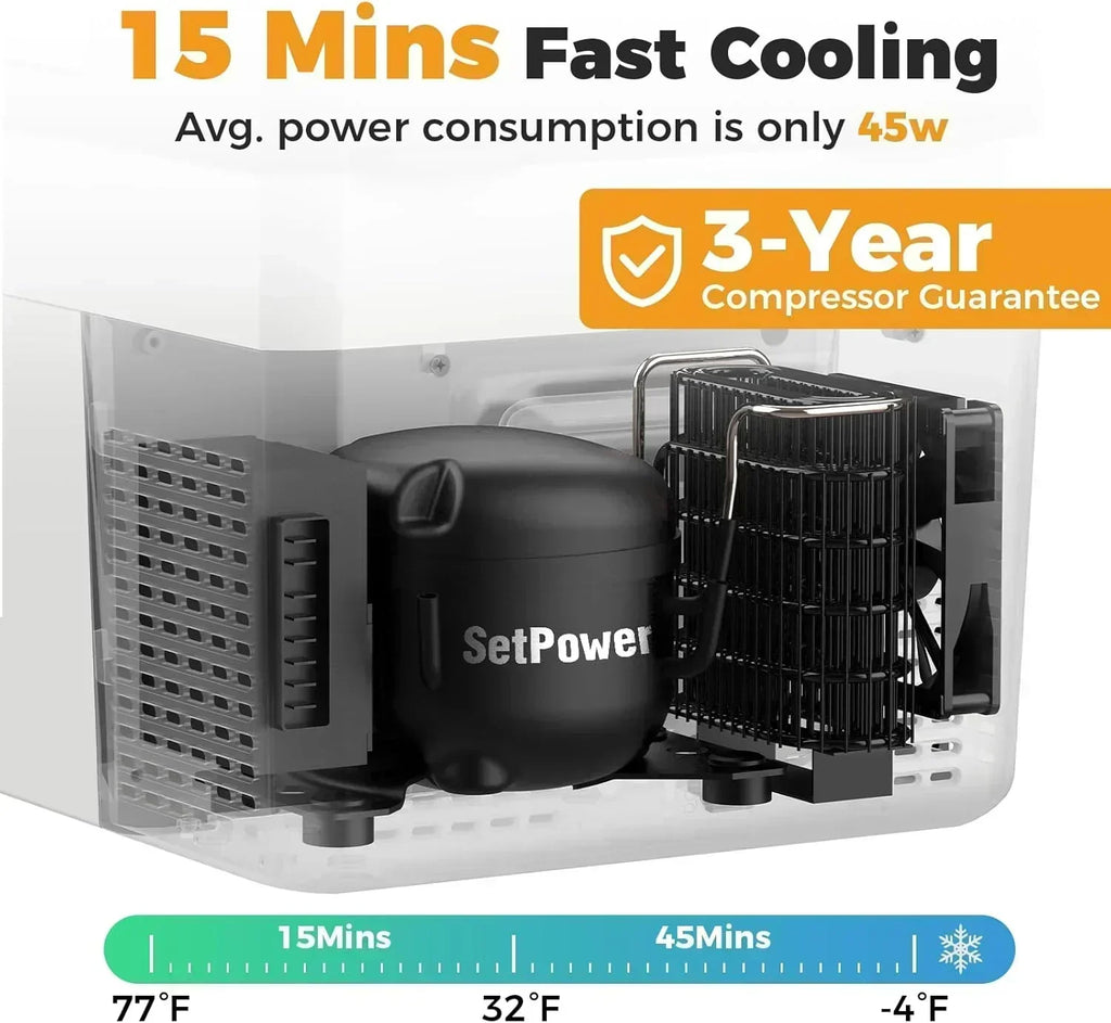 12V Refrigerator 21 Quart Portable Freezer 50 Hours Keep Cool Electric Cooler Car Refrigerator