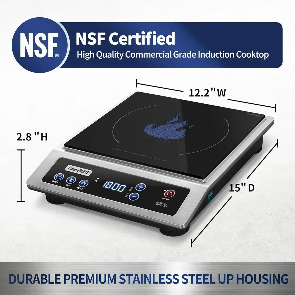 Induction Cooktop Portable Cooker with 8-inch Heating Coil Stainless Steel Countertop Burner