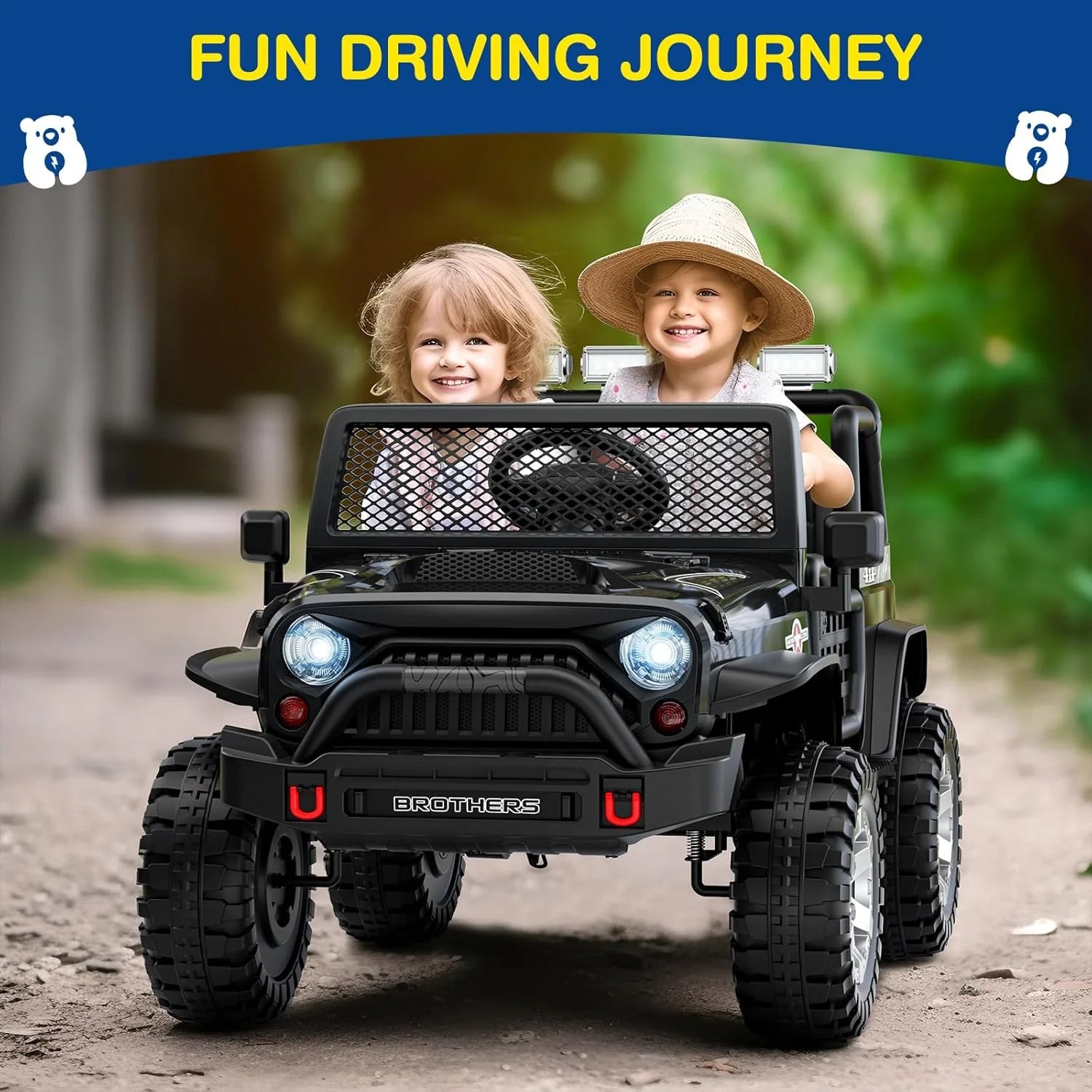 L8 Ride On Car, 2 Seater, 12V Kids Electric Car w/Remote Control, 4-Wheel Suspension, Bluetooth Speaker, Multi Music Modes, 3 Speeds, LED Lights, Xmas & Birthday Gift Ideas for Kids Ages 3+