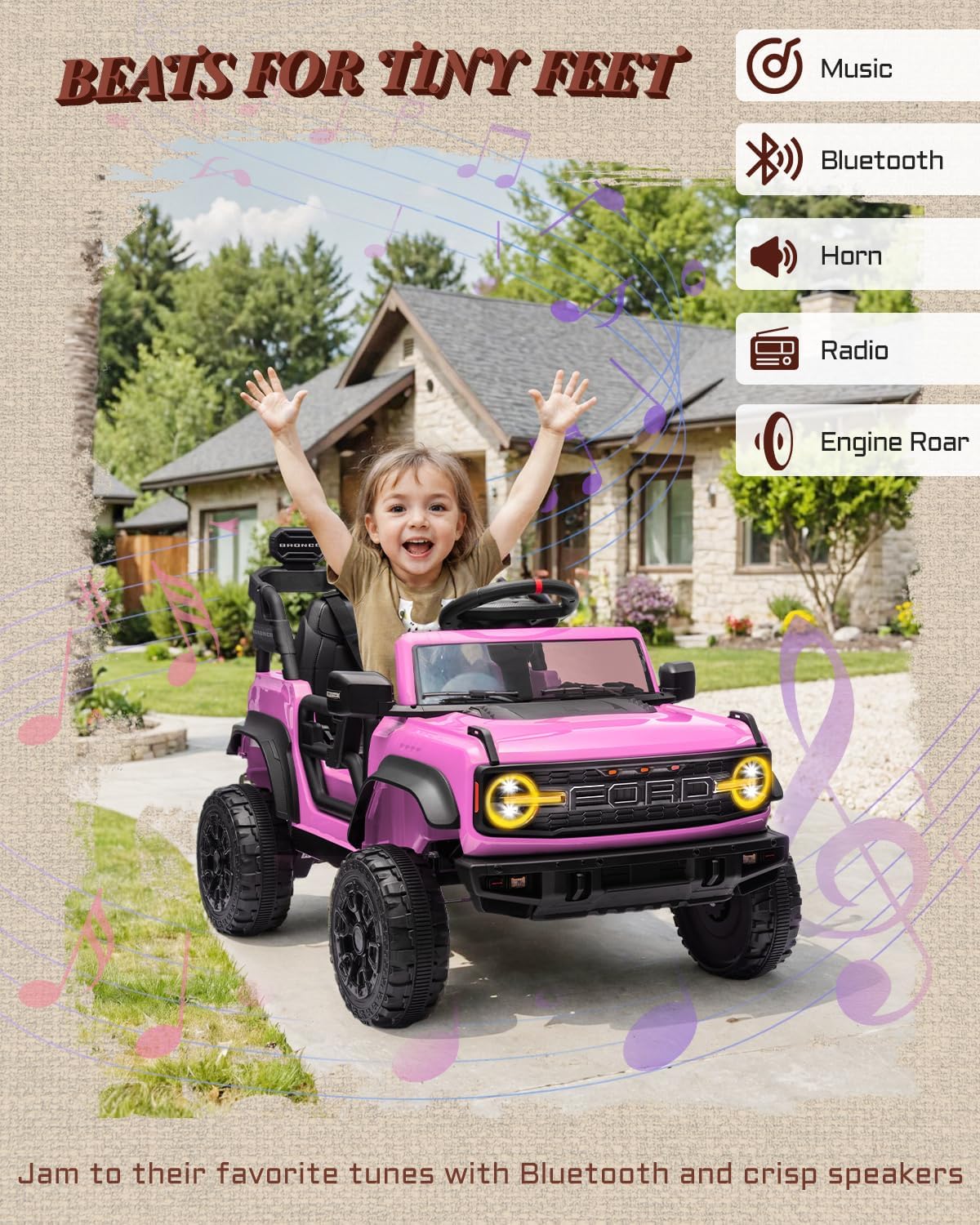Kids Pink Ride-On Truck Battery Powered Electric Toy Car