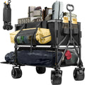 Double Decker Wagon 600lb Capacity & 400L Collapsible Sports Wagon with Big Wheels 54 Extended Utility Folding Cart