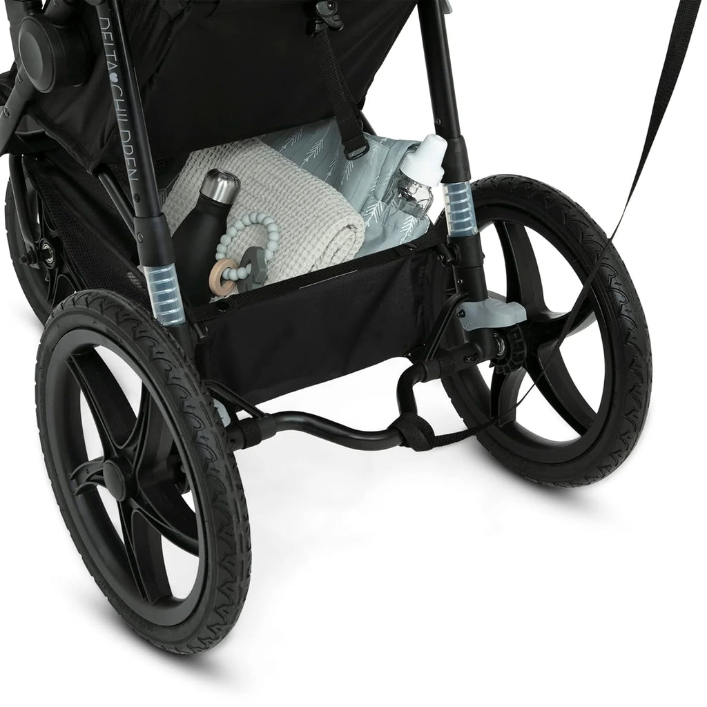 Delta Children Apollo Jogging Stroller Shock Absorbing Frame with Large Canopy Recline