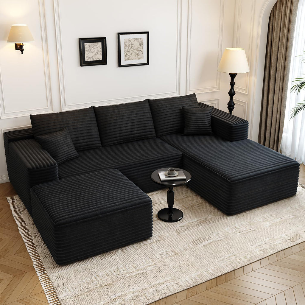 107.5 Cloud Modular Sectional Sofa Couch with L-Shape Chaise,Modern Minimalist Upholstered Couches