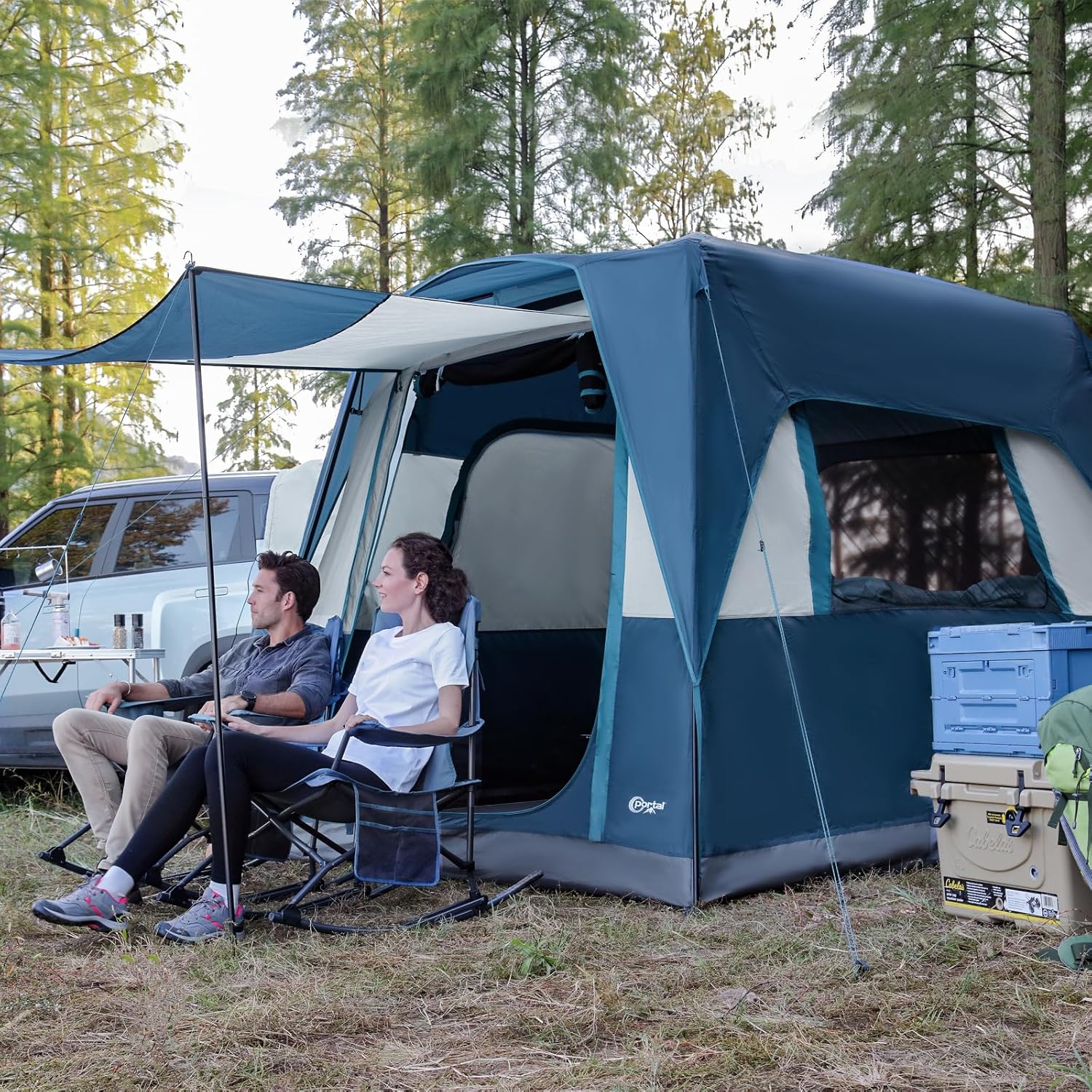 Portal 5-Person SUV Tent with Porch 2-in-1 Car Camping Tent Water-Resistant Windproof Trunk Tent