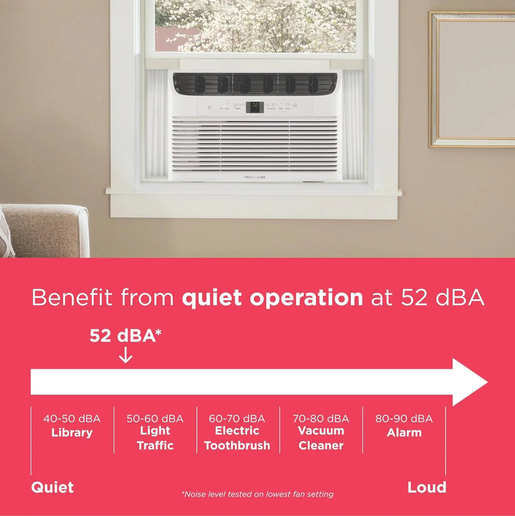 Frigidaire 5,000 BTU Window Air Conditioner with Remote Control, Cools Up to 150 Sq. Ft., Quiet Operation, Eco Mode, 3 Fan Speeds, Auto Restart, White
