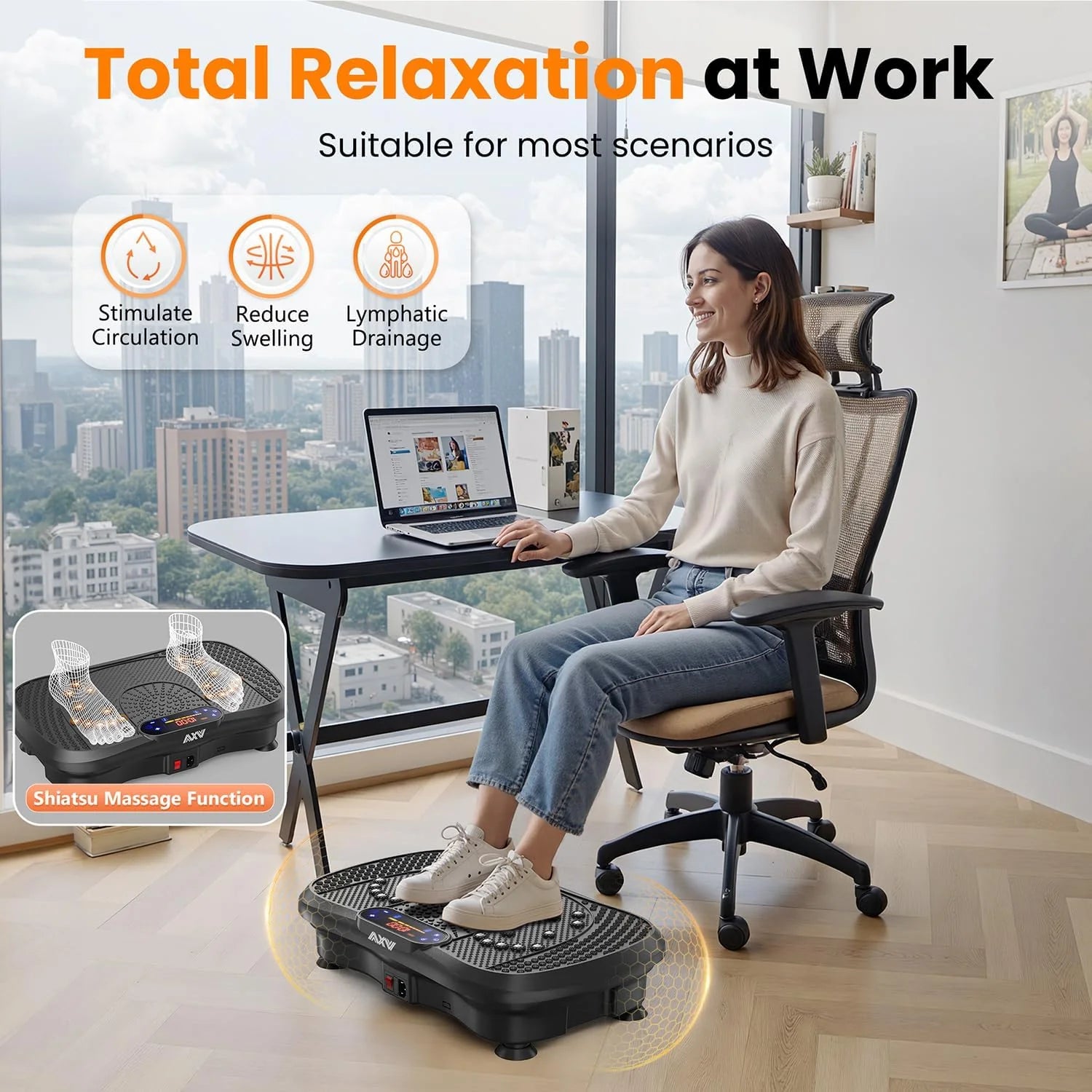 AXV Vibration Plate Fitness Platform Trainer Suitable for men and women to lose weight and burn fat at the gym