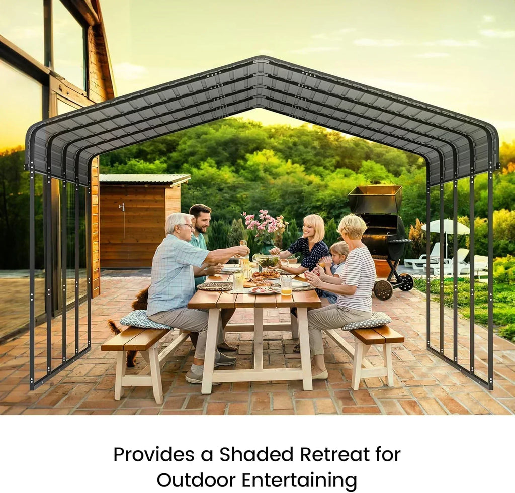 10'x15' Heavy Duty Metal Carport Outdoor Garage Car Shelter Shade with Heavier Frame