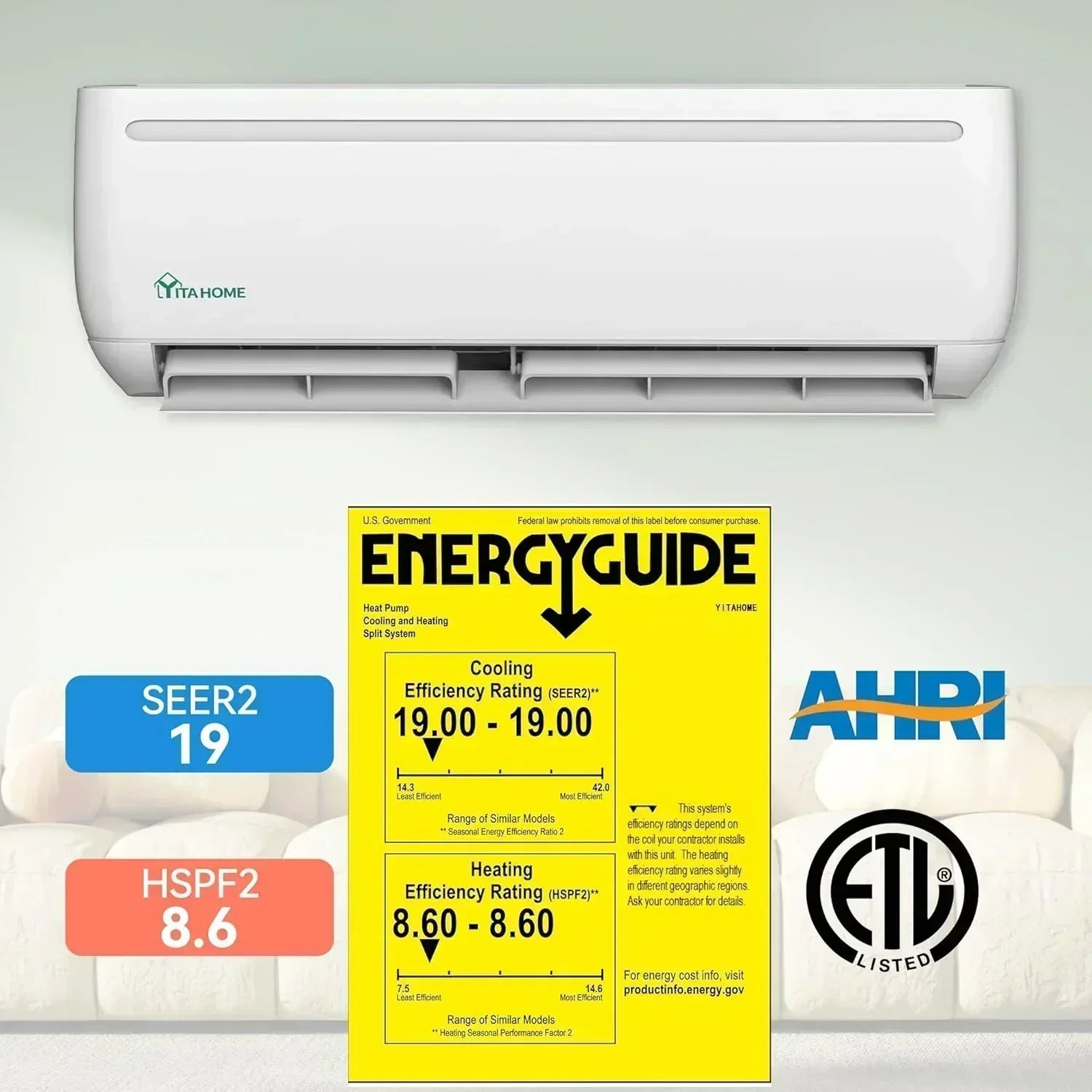 12000 BTU Mini Split Air Conditioner Heat Pump System Wifi Enabled 20 SEER2 115V Inverter Ductless