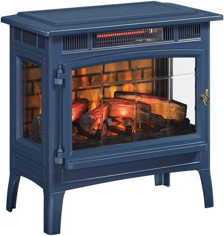 Freestanding Electric Fireplace Stove Heater with 3D Flame Effect for 1,000 Sq. Ft