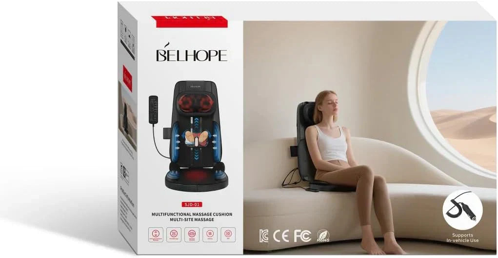 4D Kneading Back Massager Comfortable Chair Back Massager Home Office Shiatsu Neck Massager