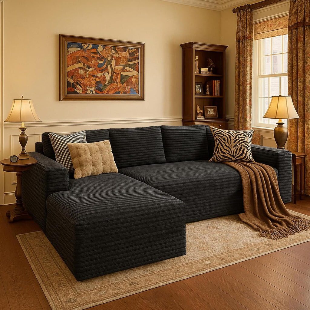 Cloud section sofa and L-shaped recliner modern modular sofa with deep seats
