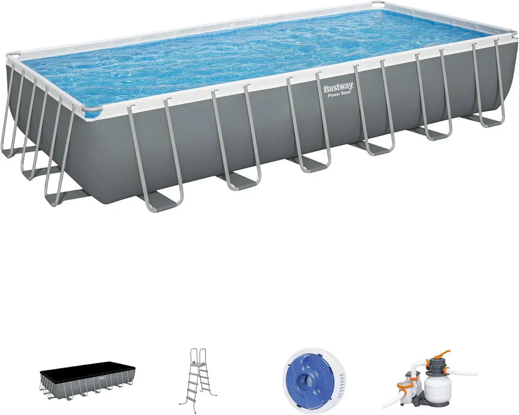 Power Steel 14' x 8'2 x 39.5 Oval Above Ground Pool Set Includes 530gal Filter Pump Ladder
