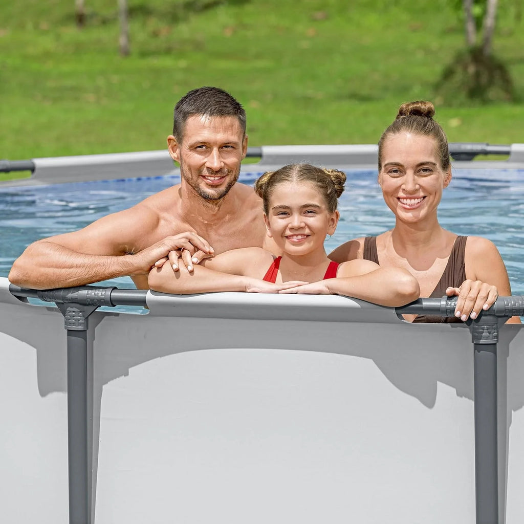 Steel Pro MAX 10 Foot x 30 Inch Round Metal Frame Above Ground Outdoor Backyard Swimming Pool Set with 330 GPH Filter Pump