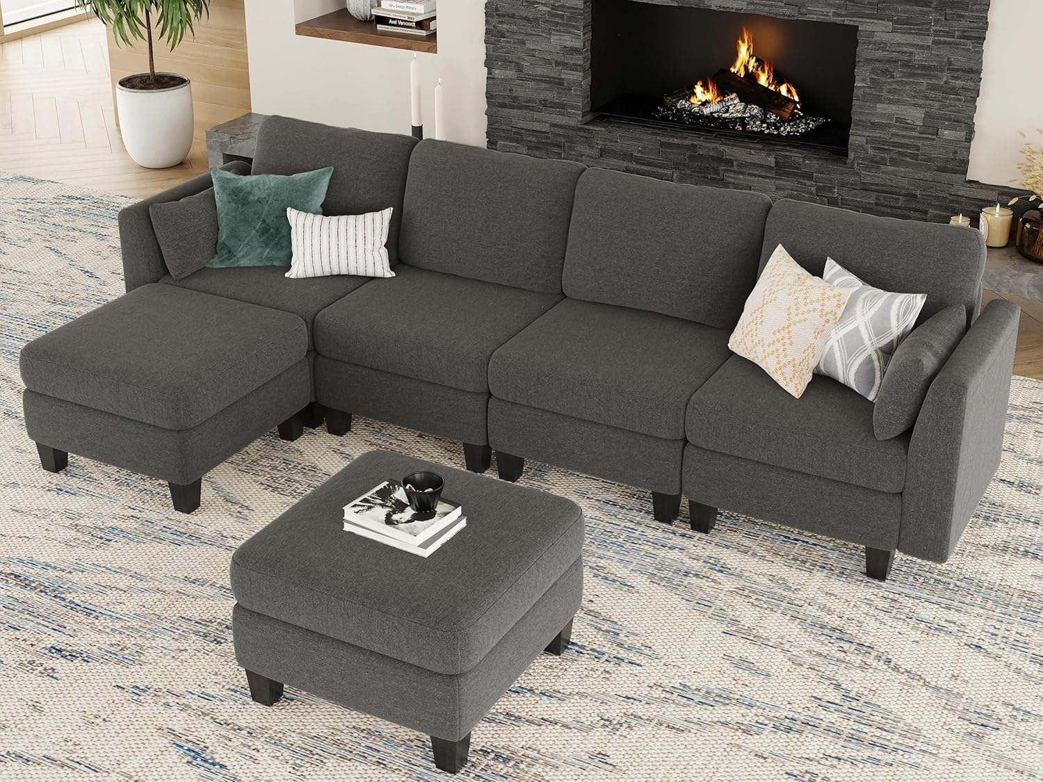 Modular Sectional Sof Convertible U Shaped Sofa Couch with High Density Memory Foam