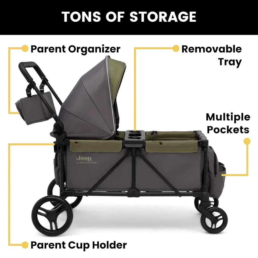 Jeep Sport All-Terrain Stroller Wagon by Delta Children Includes Canopy Parent Organizer