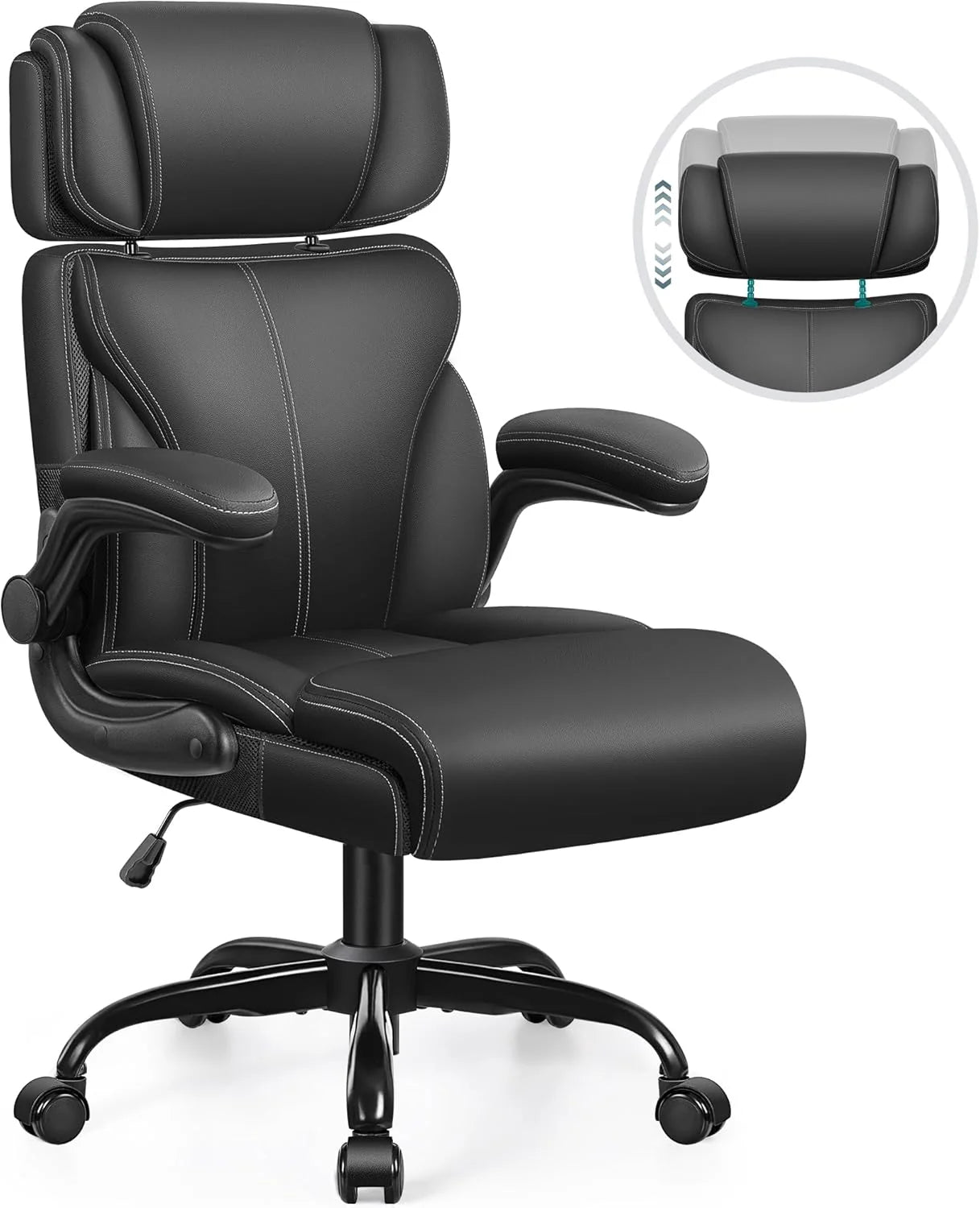 Office Chair Large High-Foot Computer Desk Chair, Breathable Leather Chair Lumbar Support Rotating Computer Chair