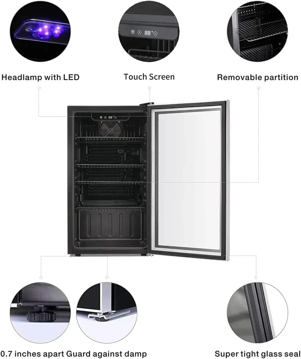 Antarctic Star 26 Bottle 130 Can Wine Cooler/Cabinet Beverage Refrigerator Cellar Beer Clear Glass