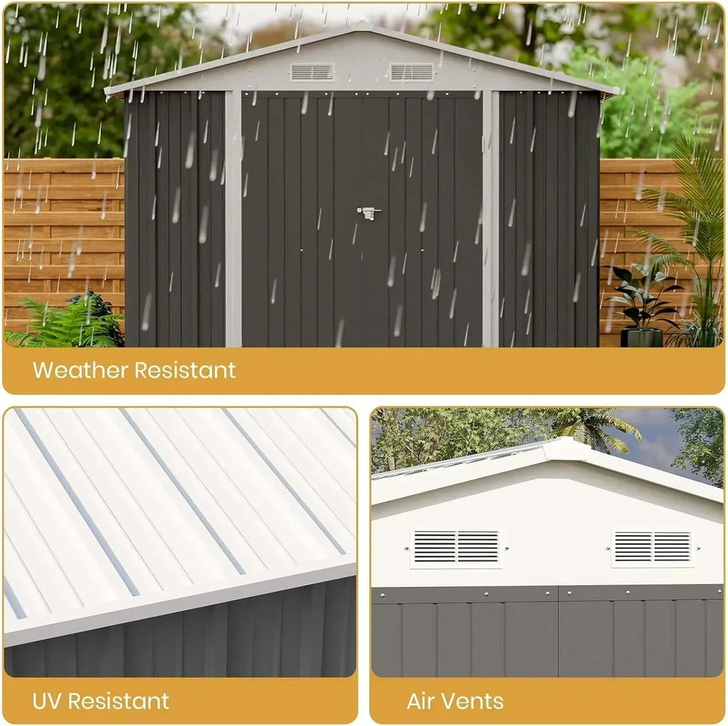 Patiowell 5x3 FT Outdoor Storage Shed Tool Shed with Sloping Roof and Lockable Door Metal Shed
