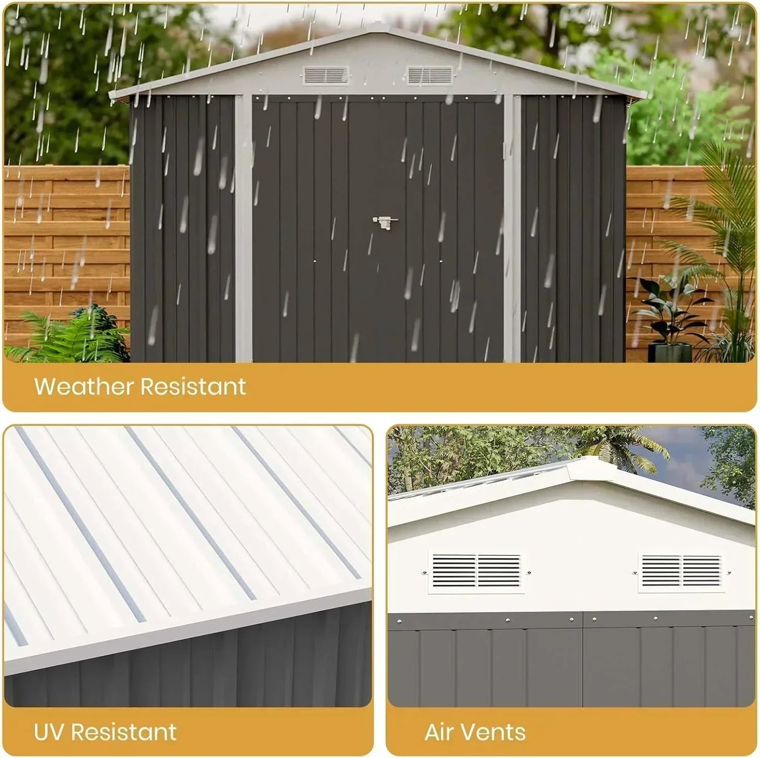 Patiowell 5x3 FT Outdoor Storage Shed Tool Shed with Sloping Roof and Lockable Door Metal Shed