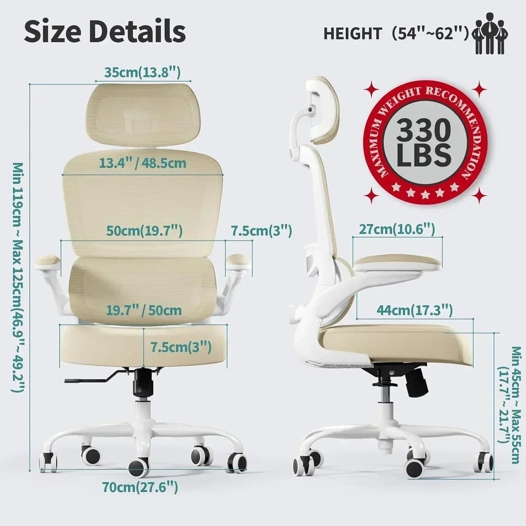 Office Chair Ergonomic Desk Chair 330 lbs Home Mesh Desk Chair Comfortable Gaming Chair