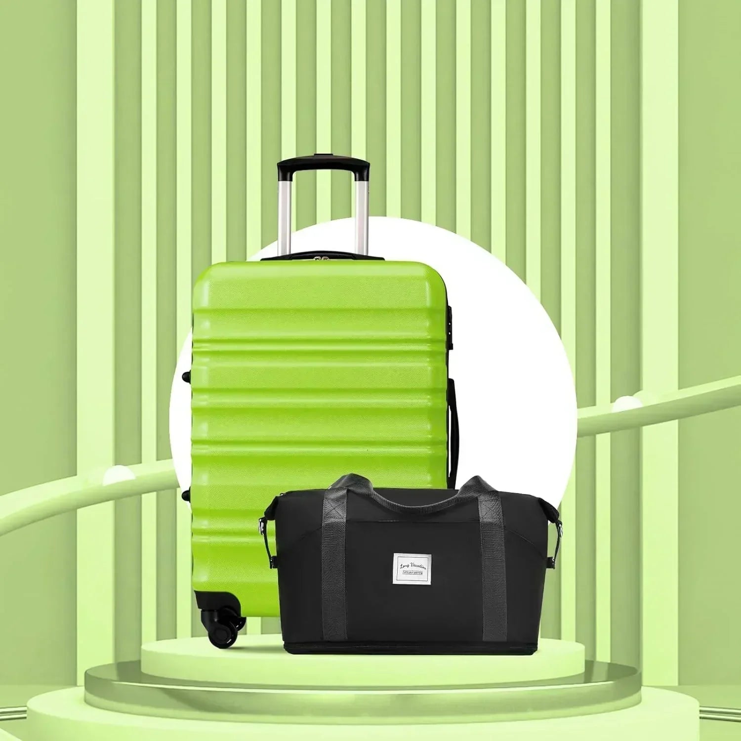 LONG VACATION 6 Piece Luggage Set Carry on Suitcase with ABS+PC hardshell Spinner Wheels