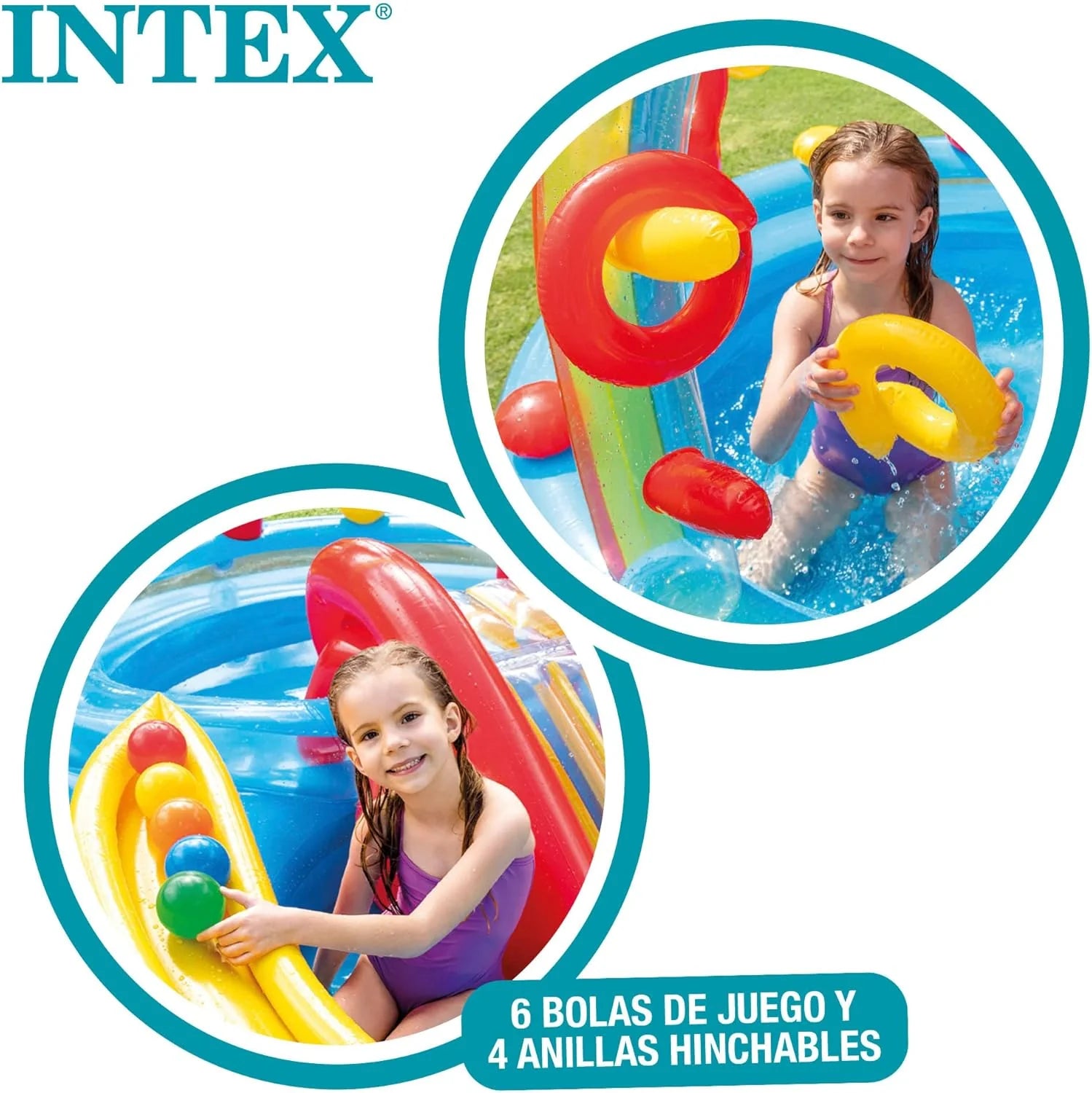 Intex 96 x 78 x 28 Inflatable Jungle Adventure Play Center Spray Kiddie Pool - Backyard Kids Water Slide, Outdoor Blow-Up Splash Pad for Toddlers