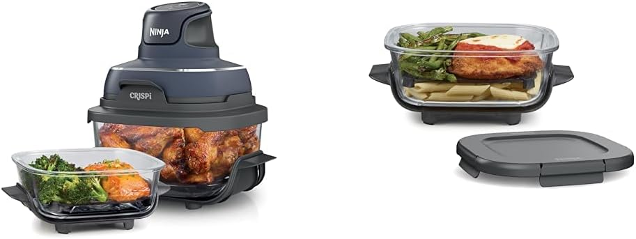 Ninja Crispi 4 in 1 Portable Glass Air Fryer Cooking System 4QT 6 Cup TempWare Glass Containers