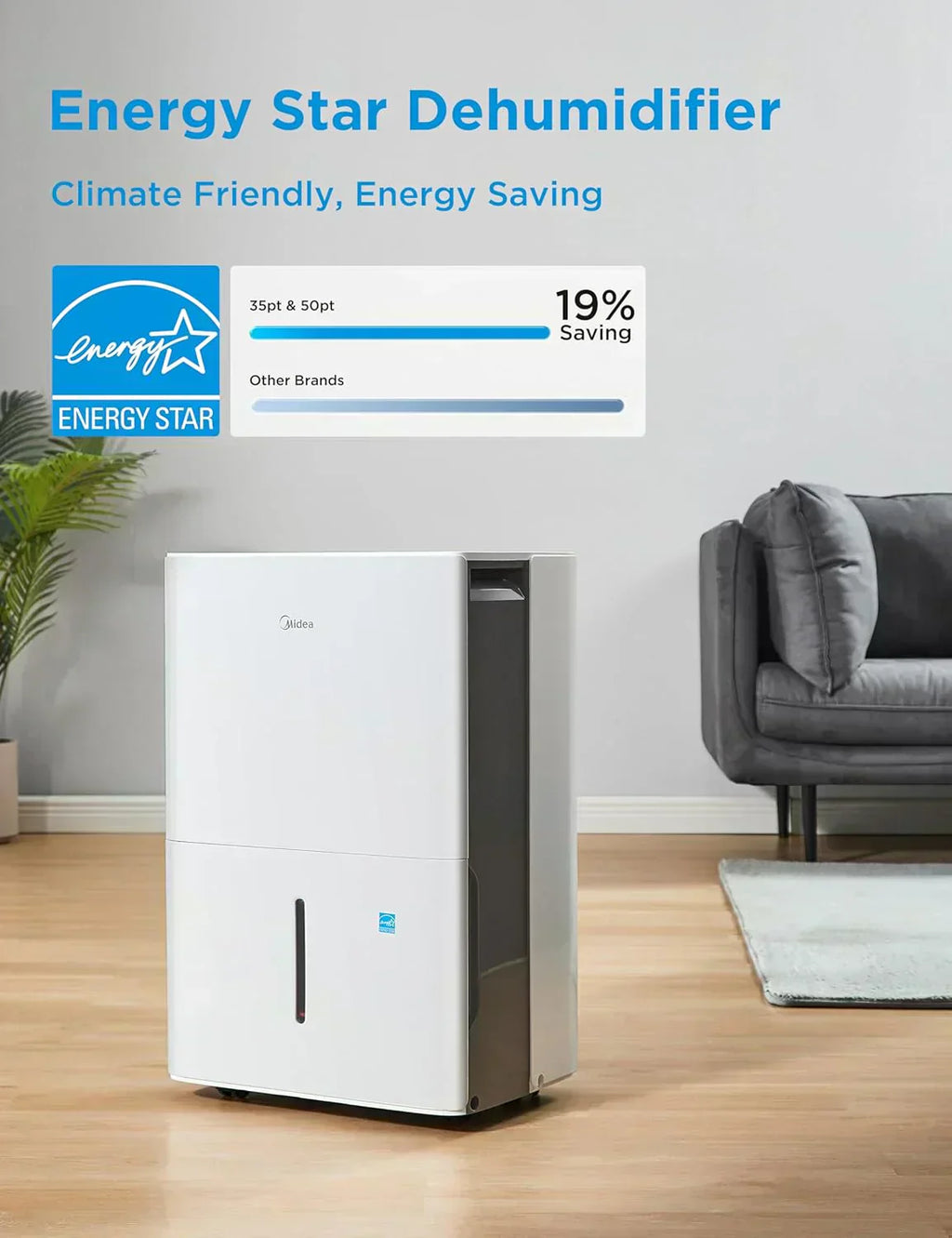4,500 Sq. Ft.Dehumidifier for Basement Energy Star Certified With Reusable Air Filter 50 Pint