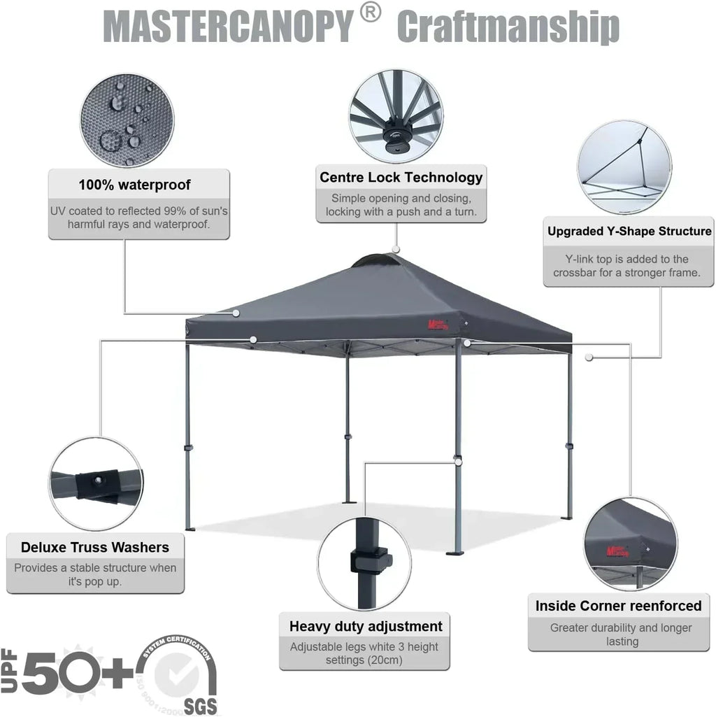 Durable Pop-up Canopy Tent with Roller Bag (10x10 Black)