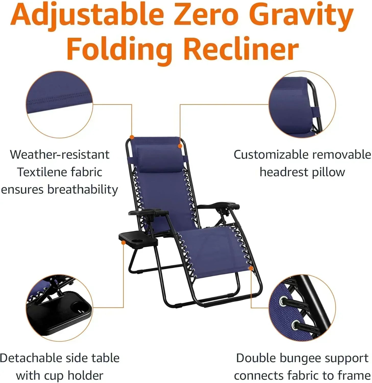 Amazon Basics Outdoor Patio Mesh Adjustable Zero Gravity Lounge Chair Recliners set of 2