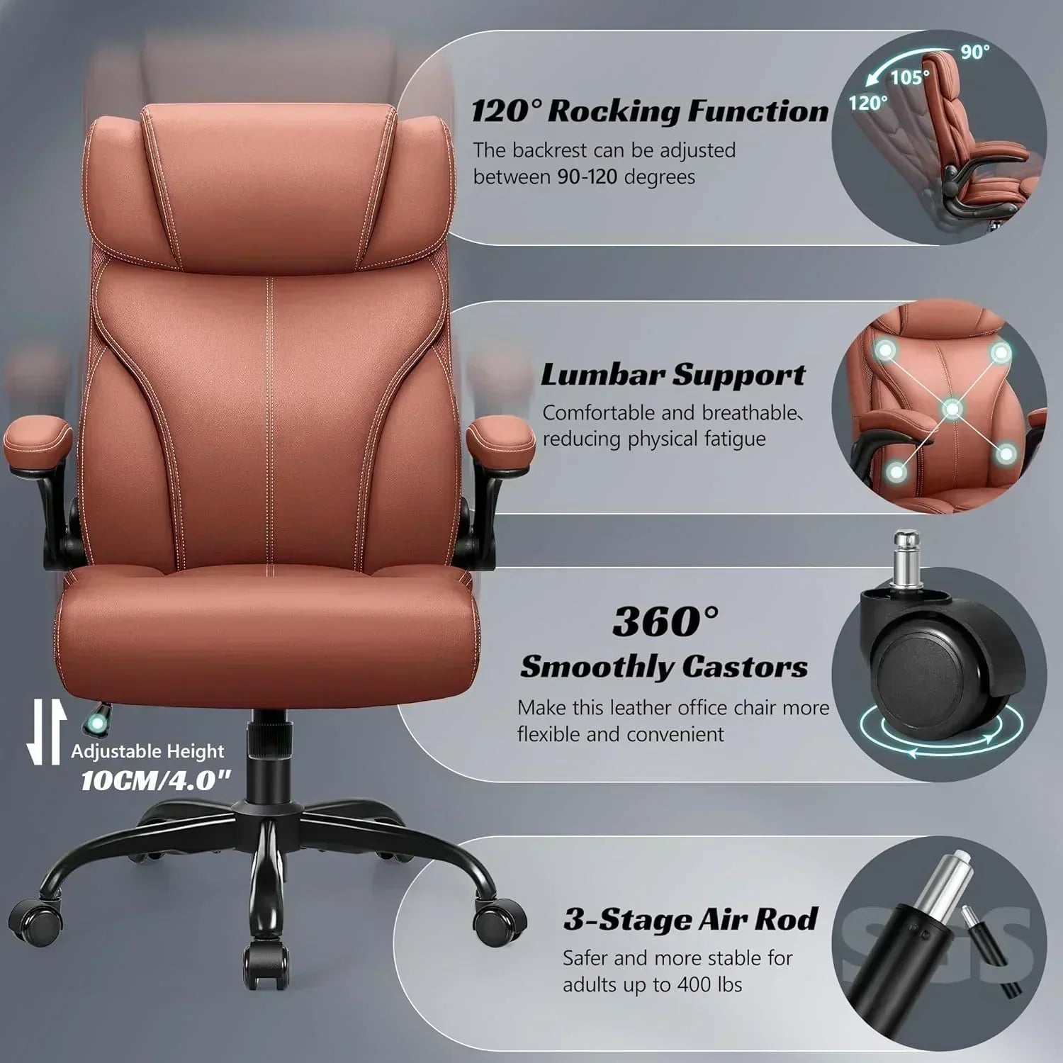 Office Chair Large High-Foot Computer Desk Chair Chair Lumbar Support Rotating Computer Chair