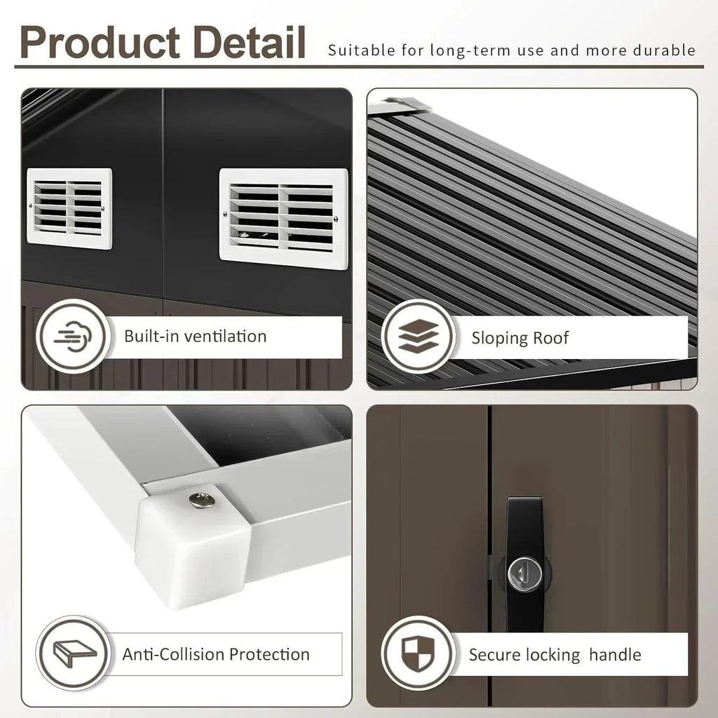 Aoxun 6.2x4 FT Shed Outdoor Storage Shed Metal Garden Shed Sloping Roof Tool Shed Bike Shed