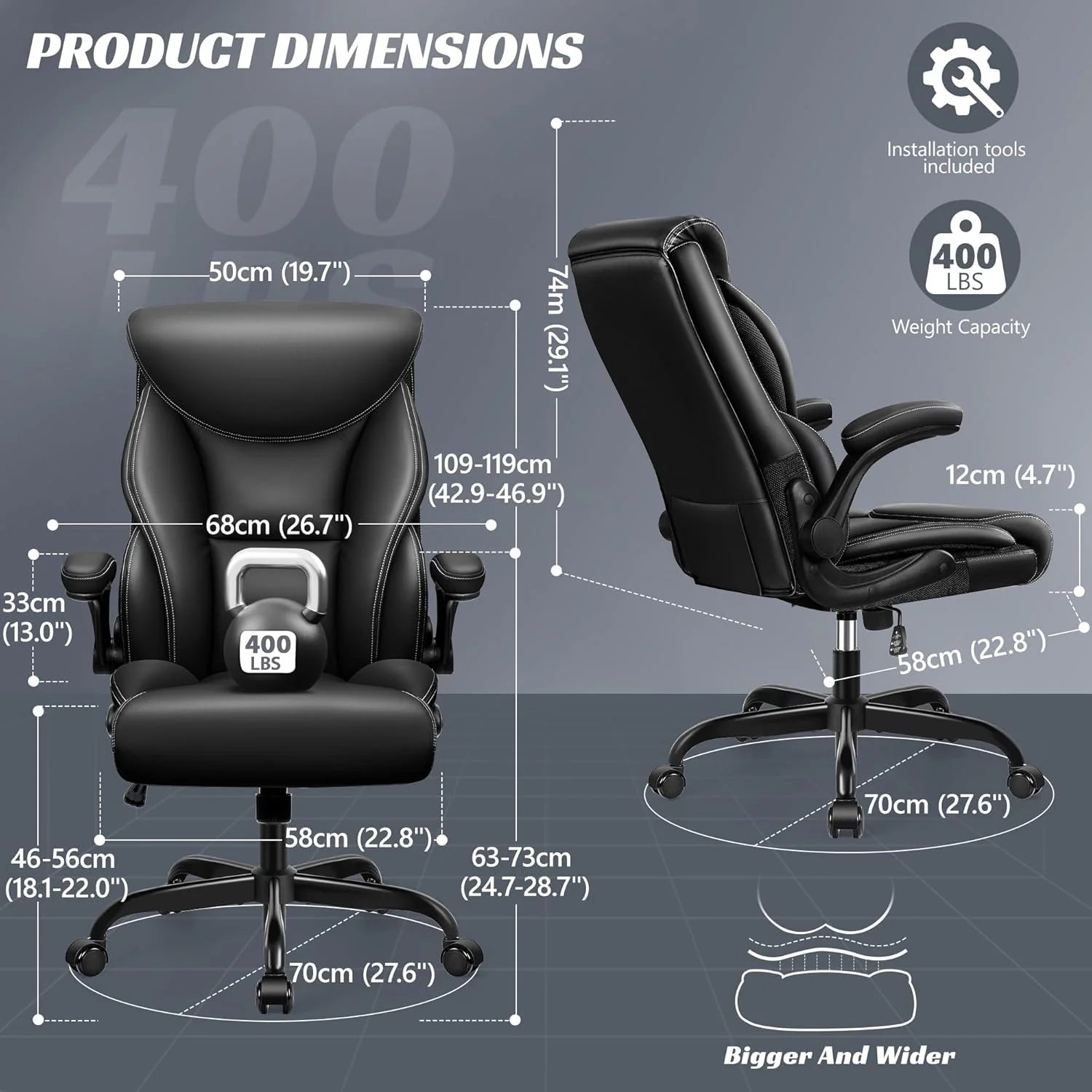 Office Chair Large High-Foot Computer Desk Chair, Breathable Leather Chair Lumbar Support Rotating Computer Chair