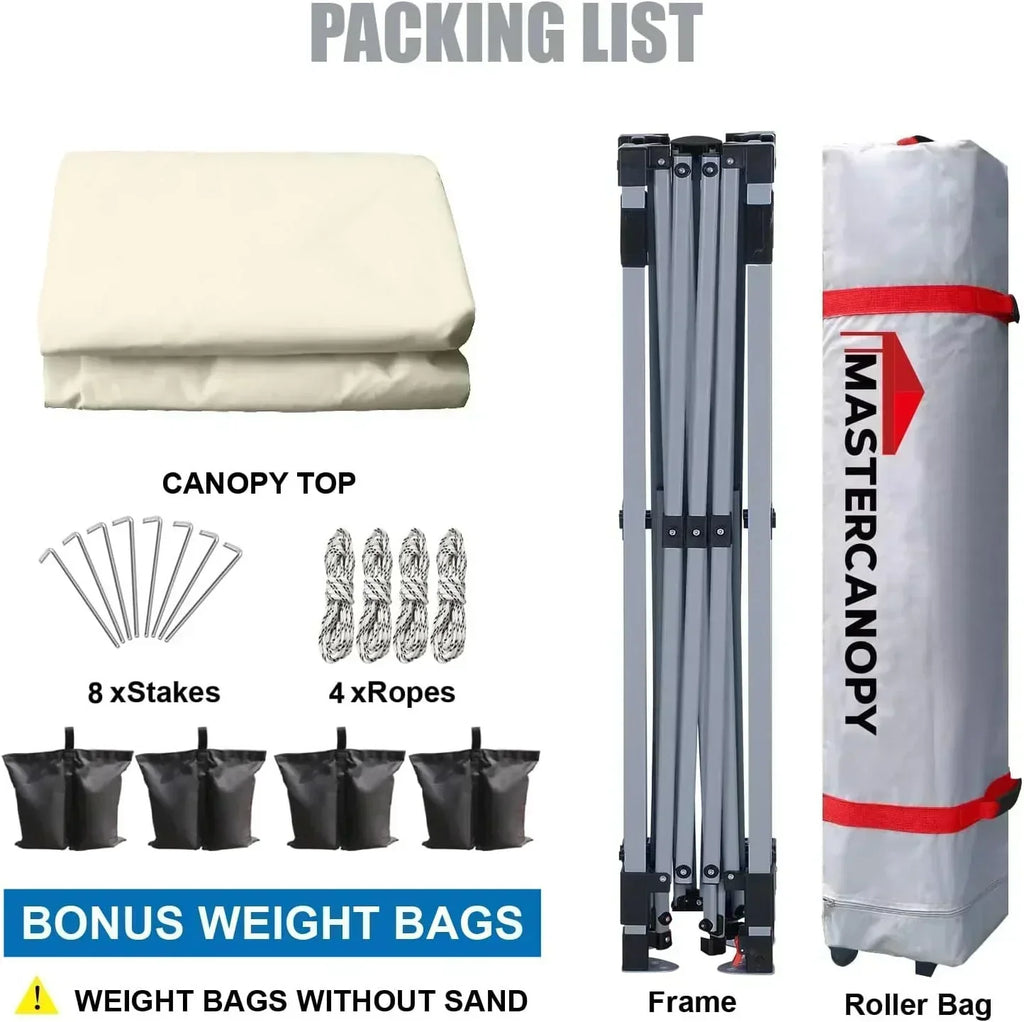 Durable Pop-up Canopy Tent with Roller Bag (10x10 Black)