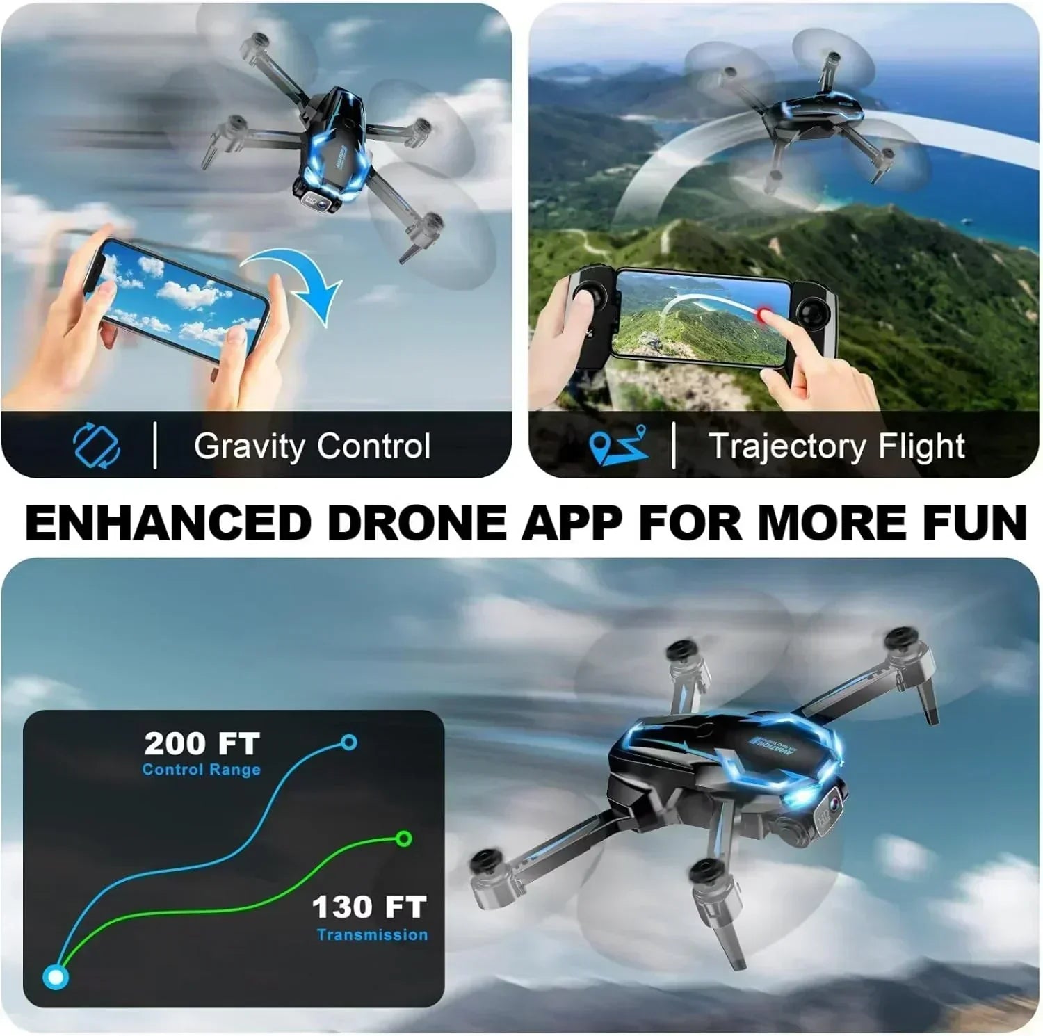 2K HD FPV Drone for Adults with Camera Altitude Hold Foldable and Portable