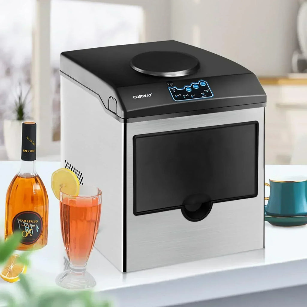 COSTWAY Countertop Ice Maker with Water Dispenser 3 Sizes Bullet Shaped Ice 48lbs/Day