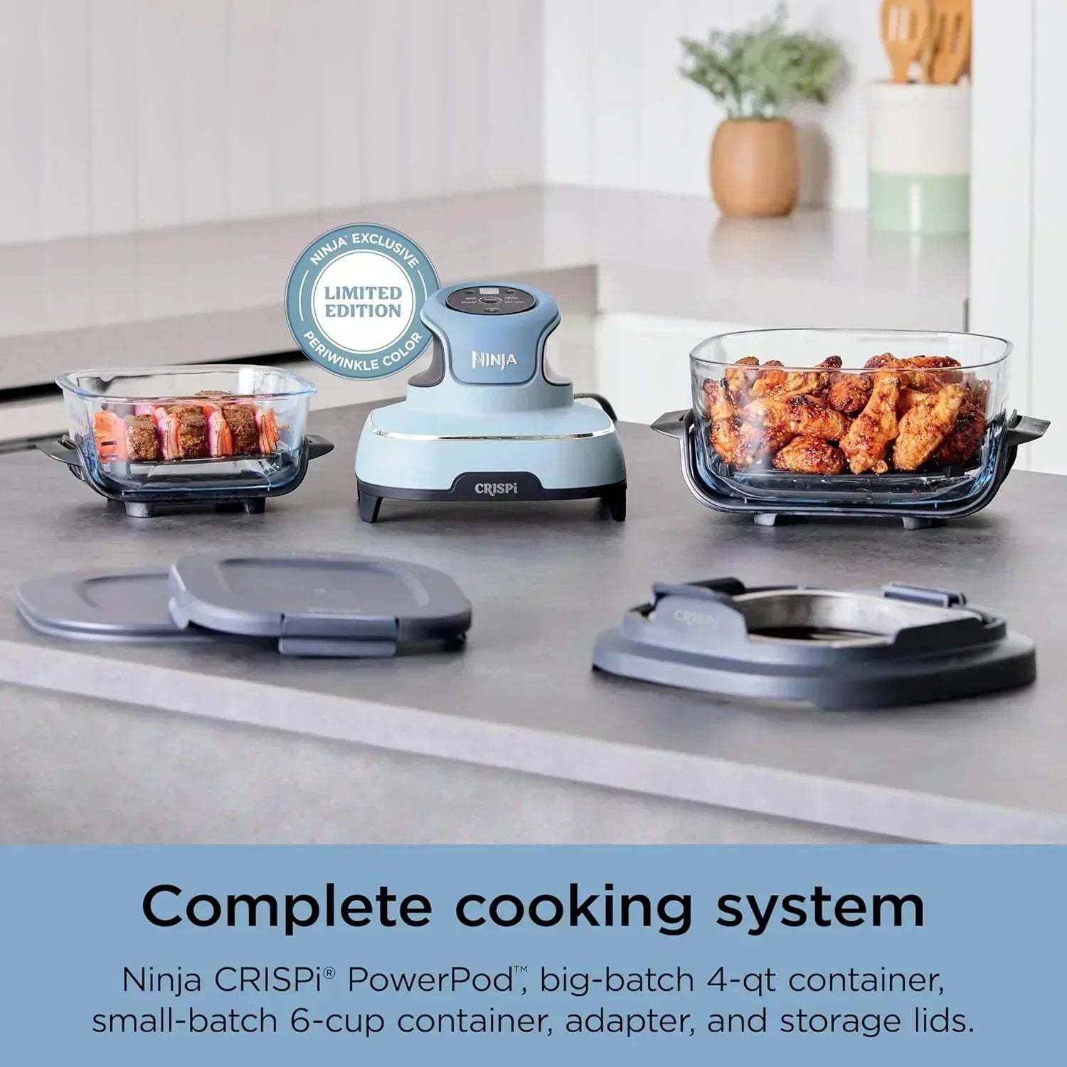 Ninja Crispi 4 in 1 Portable Glass Air Fryer Cooking System 4QT 6 Cup TempWare Glass Containers