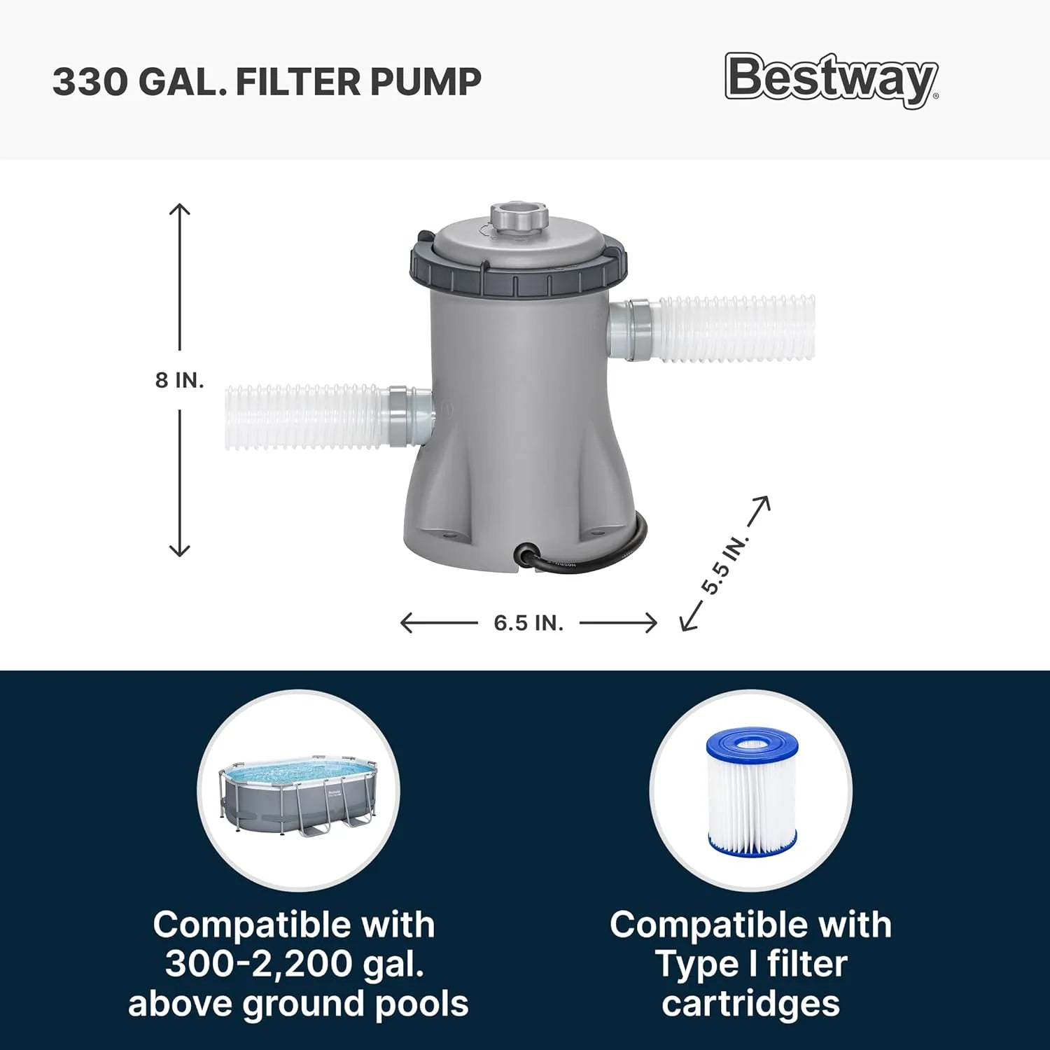 Power Steel 14' x 8'2 x 39.5 Oval Above Ground Pool Set | Includes 530gal Filter Pump, Ladder, ChemConnect Dispener