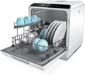 Hermitlux Countertop Dishwasher, 7 Washing Programs Portable Mini Dishwasher with 5-Liter Built-in Water Tank for Apartments & RVs, LED Light, Glass Door, No Hookup Needed