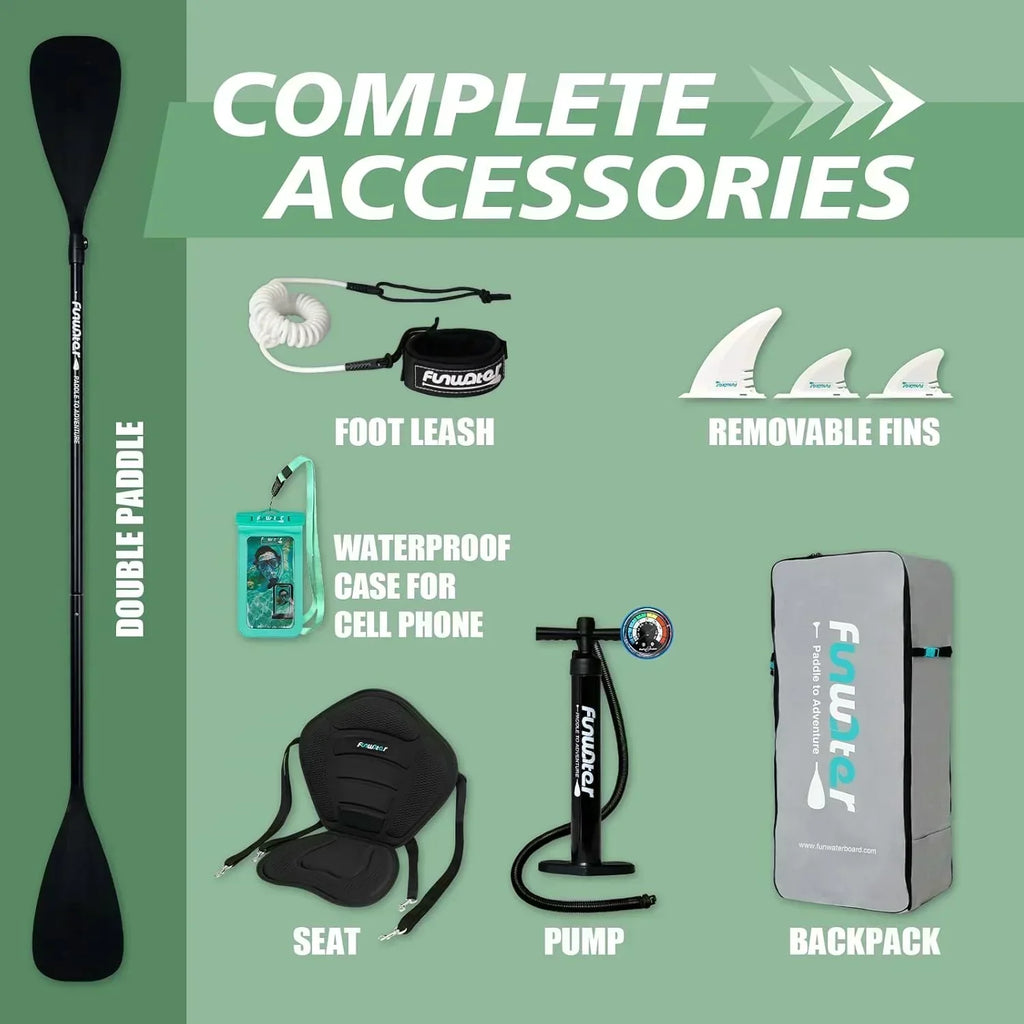 FunWater Inflatable Stand Up Paddle Board Premium SUP Paddle Accessories EVA Deck