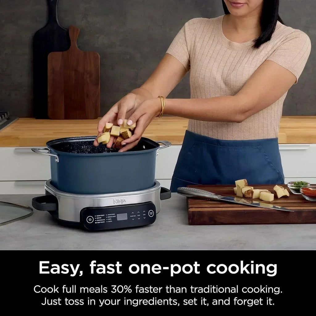 Ninja Slow Cooker 8.5 Quart Multi Cooker with Dutch oven steamer glass lid with integrated spoon