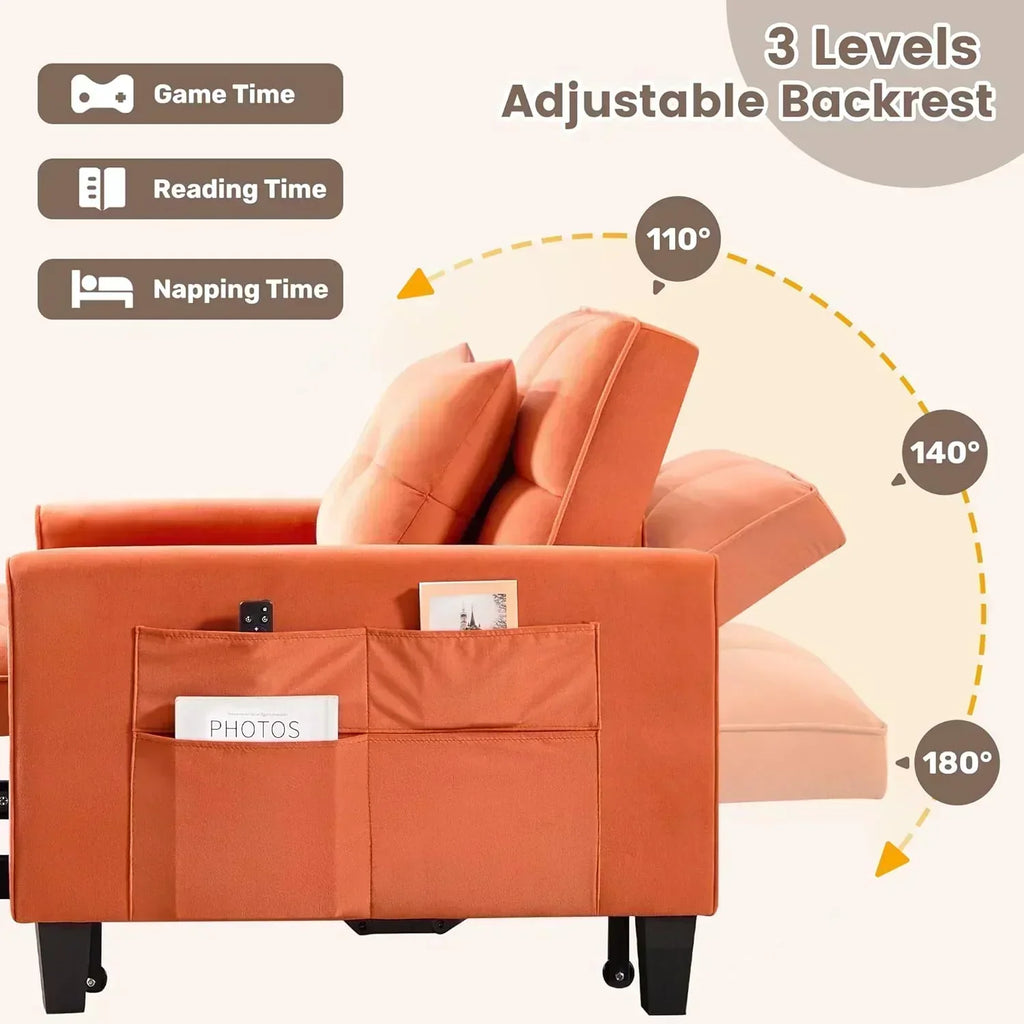Convertible Sleeper Chair 3 in 1 Sleeper Chair Bed Pull Out Sofa Bed Chairs Velvet Single Sofa